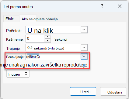Dodatne mogućnosti za efekt leta prema dolje.