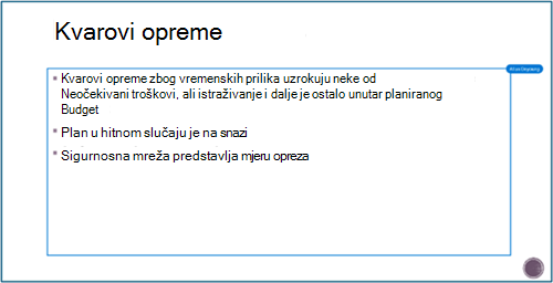 Zaslon procesa suradnje u programu PowerPoint