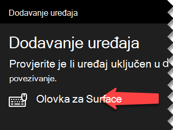 Odaberite digitalnu olovku da biste sustavu Windows dali do znanja da je želite povezati s računalom putem tehnologije Bluetooth