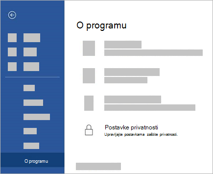 Snimka zaslona koja prikazuje mogućnost Postavke privatnosti u načinu za uređivanje