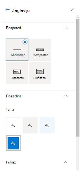 Promjena zaglavlja izgleda