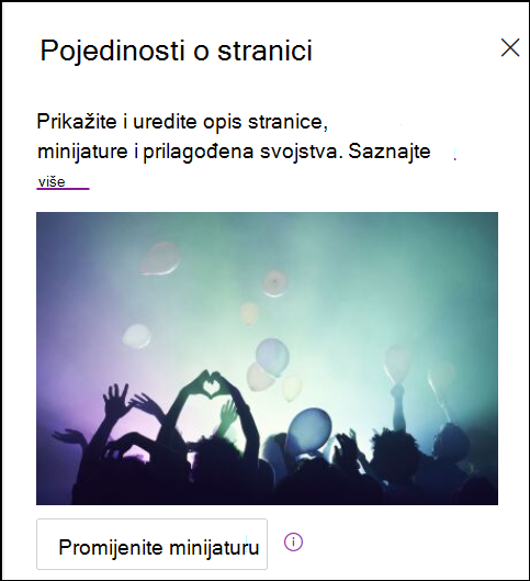 Snimka zaslona s minijaturom promjene