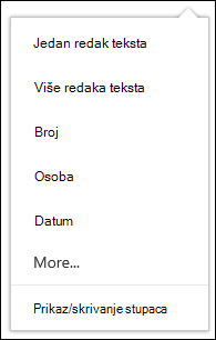 Odabir stupaca za prikaz u biblioteci dokumenata