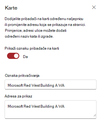 Uređivanje oznake i adrese pribadače