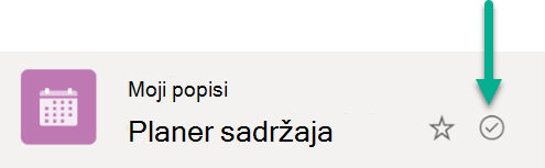 Taj simbol označava da je popis sinkroniziran između pohrane u oblaku i uređaja sa sustavom Windows.