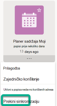 Na izborniku odaberite Zaustavi sinkronizaciju.