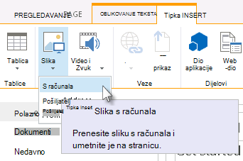 Mogućnost umetanja slike s računala