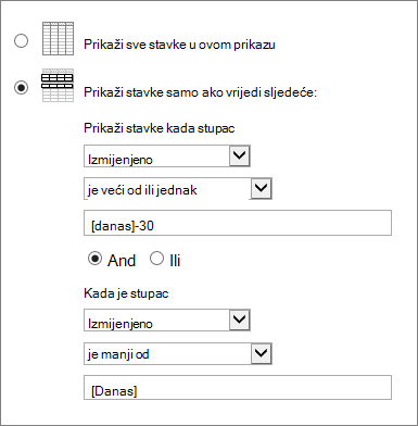 Filtriranje pomoću parametra [Danas]