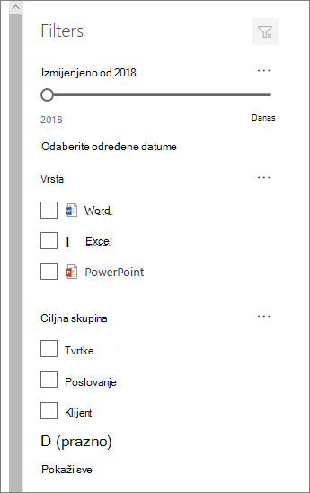 Okno filtra dokumenta