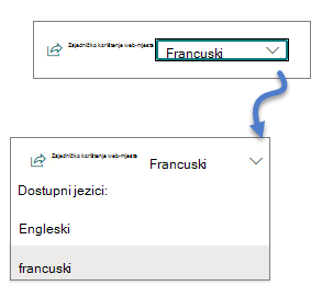 Padajući izbornik jezika