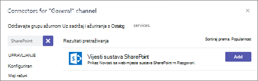 Dijaloški okvir poveznika za vijesti