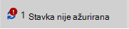Poruka i ikona Stavka nije ažurirana
