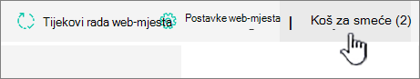 Stranica sadržaja web-mjesta sustava SharePoint Online Gumb Recikli