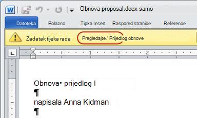 Tekst Odobriti na traci poruka u stavci