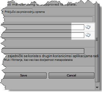Ikone oznaka u dijaloškom okviru Uredi svojstva