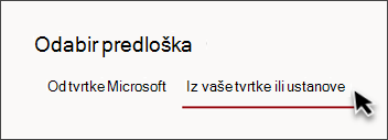 Slika kartice u alatu za odabir predložaka web-mjesta na kojoj piše Iz tvrtke ili ustanove