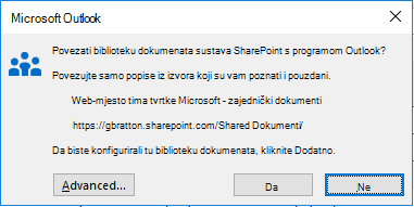 Povezivanje s bibliotekom dokumenata sustava SharePoint