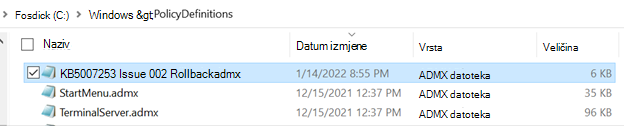 Prozor za definicije pravila