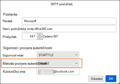 Moderna provjera autentičnosti mozilla step 2 SMTP Server