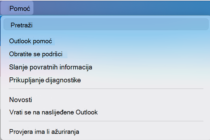 Uključivanje/isključivanje novih mogućnosti programa Outlook