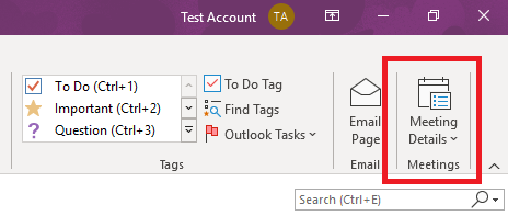 Detalji o sastanku u programu OneNote na vrpci