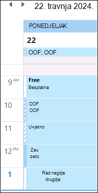 Izvan ureda u Kalendar programa Outlook boja nakon ažuriranja