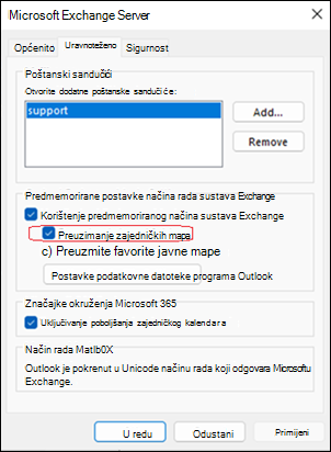 Problem sa zajedničkim mapama u klasičnom programu Outlook