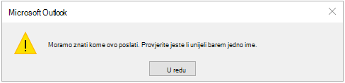 Pogreška zadatka Moramo znati kome ovo poslati