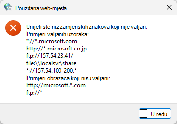 Zamjenski znakovi pouzdanih web-mjesta