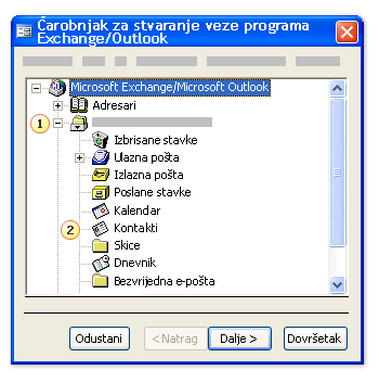 čarobnjak za Exchange/Outlook