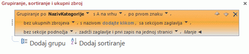 Mogućnosti grupiranja (prošireno)