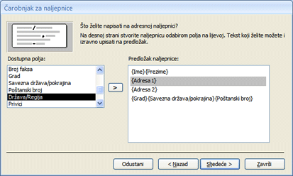 Dodavanje polja natpisu u Čarobnjaku za naljepnice