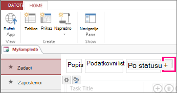 Dodavanje prikaza popisa iz klijentskog programa Access