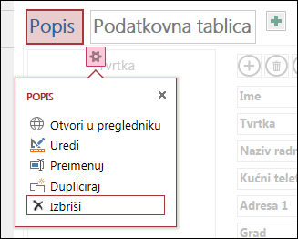 Settings menu with Open in browser, Edit, Rename, Duplicate, and Delete