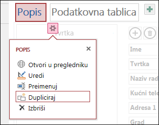 Settings menu with Open in browser, Edit, Rename, Duplicate, and Delete