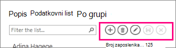 Traka akcija u prikazu popisa