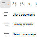 Izbornik Poravnaj u programu Outlook na webu.