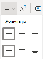 Odabrano je lijevo poravnanje izbornika Poravnaj tekst u programu Visio za web.