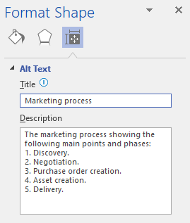 Dijaloški okvir Zamjenski tekst za vizuale u programu Visio za Windows.