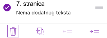Brisanje stranice u aplikaciji OneNote za iOS
