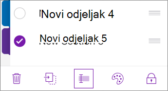 Gumb Preimenovanje sekcije na traci izbornika u iPhoneu.