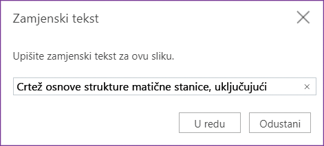 Dijaloški okvir Alternativni tekst za OneNote za web