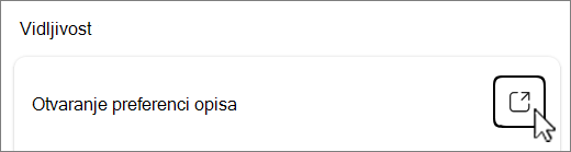 Snimka zaslona gumba Otvori preference titlova.