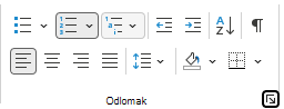 Grupa Odlomak na vrpci u programu Outlook.