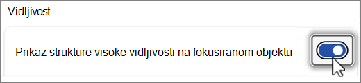 Snimka zaslona gumba Kontura prikaza vidljivosti.