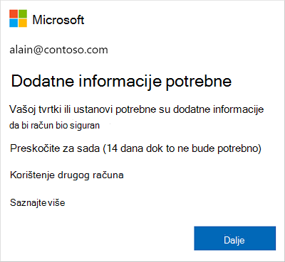 Upit u kojem se traže dodatne informacije