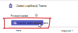 Dodavanje zadatka u aplikaciji Teams