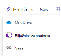 Snimka zaslona s mogućnostima prilaganja.