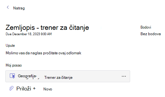 Snimka zaslona koja prikazuje ocjenu