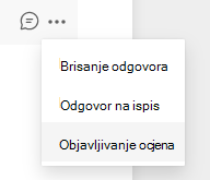 Snimka zaslona s mogućnošću objavljivanja ocjena.